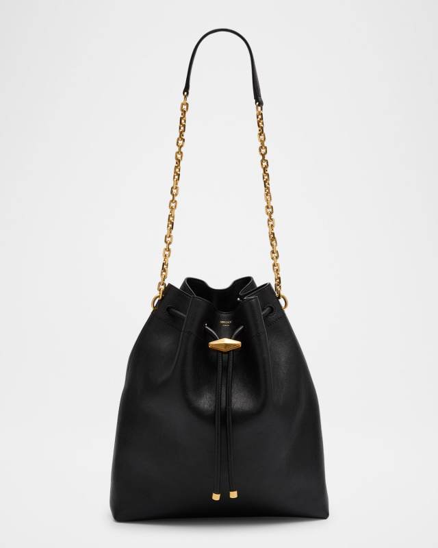 Cinch Leather Drawstring Bucket Bag